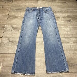 Levis 527 Jeans Mens 34x32 Blue Slim Bootcut Medium Wash Distressed Denim